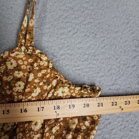 Old Navy Tank Top Women's 2X Floral Cottagecore Crop Brown Cream Summer Feminine - Picture 6 of 12